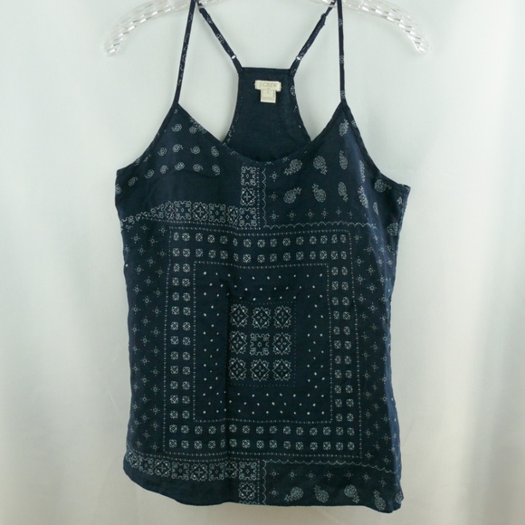 J. Crew Factory Tops - J Crew Top Size 2 Blue Bandana Strappy 100% Linen